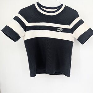 Gucci Set Navy Blue And White Striped Shirt And Shorts